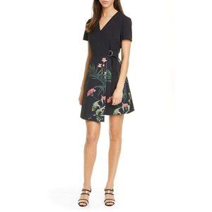 Ted Baker London Highland Wrap Detail Skater Dress